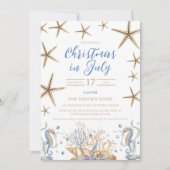 7月のクリスマスビーチパーティの招待状 招待状 (正面)