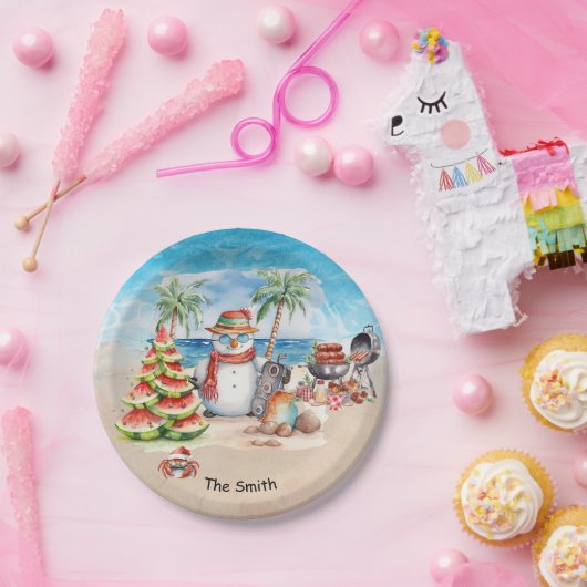 7月のクリスマスビーチ ペーパープレート (パーティー)