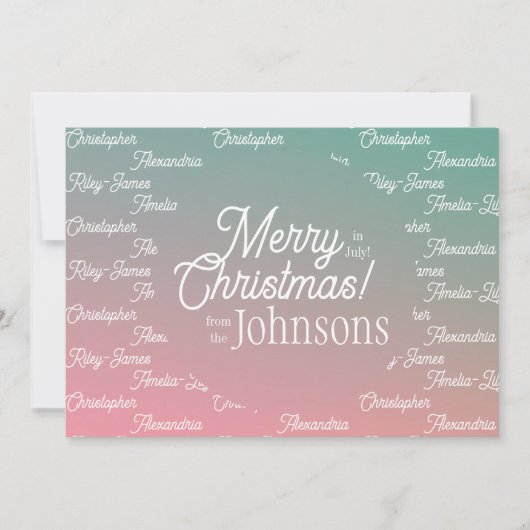 7月のクリスマスピンクグリーングラデーションパーティー シーズンカード (正面)