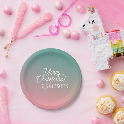 7月のクリスマスピンクグリーングラデーションパーティー ペーパープレート (パーティー)