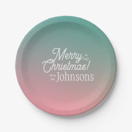 7月のクリスマスピンクグリーングラデーションパーティー ペーパープレート