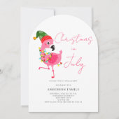 7月のクリスマスピンクフラミンゴパーティの招待状 招待状 (正面)