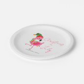 7月のクリスマスピンクフラミンゴ熱帯地方 ペーパープレート (アングル)