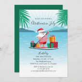 7月のクリスマスファミリーサマーBBQビーチパーティー 招待状 (正面/裏面)
