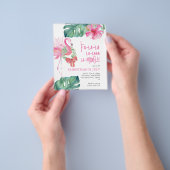 7月のクリスマスフライヤーの水の色フラミンゴ チラシ (手)