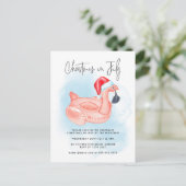 7月のクリスマスフラミンゴサマープールパーティー シーズンポストカード (スタンド正面)