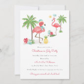 7月のクリスマスフラミンゴモダンパーティー 招待状 (正面)