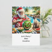 7月のクリスマスプールパーティーとサンタクロース 招待状 (スタンド正面)