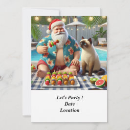 7月のクリスマスプールパーティーとサンタクロース 招待状