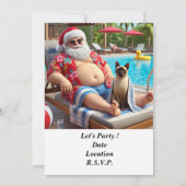 7月のクリスマスプールパーティーとサンタクロース 招待状 (正面)