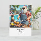 7月のクリスマスプールパーティーとサンタクロース 招待状 (スタンド正面)