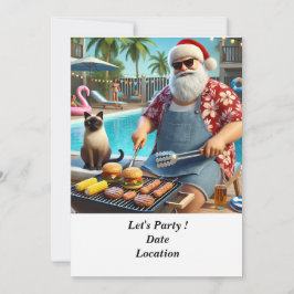 7月のクリスマスプールパーティーとサンタクロース 招待状