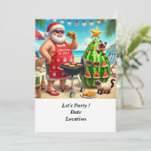 7月のクリスマスプールパーティーとサンタクロース 招待状 (スタンド正面)