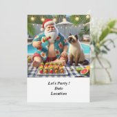 7月のクリスマスプールパーティーとサンタクロース 招待状 (スタンド正面)