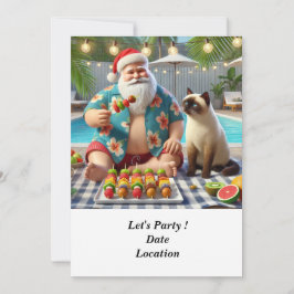 7月のクリスマスプールパーティーとサンタクロース 招待状