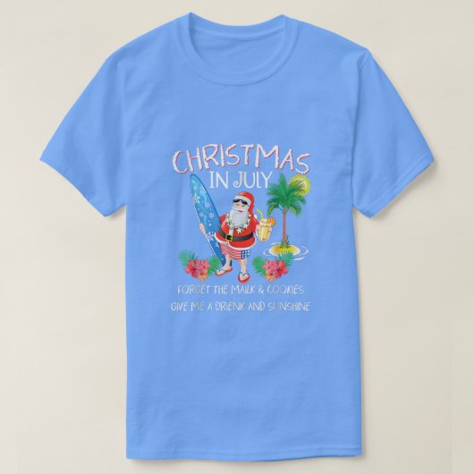 7月のクリスマスプールパーティーサンタメンウィメンズバカット Tシャツ (デザイン正面)
