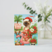 7月のクリスマスプールパーティー猫好き シーズンポストカード (スタンド正面)
