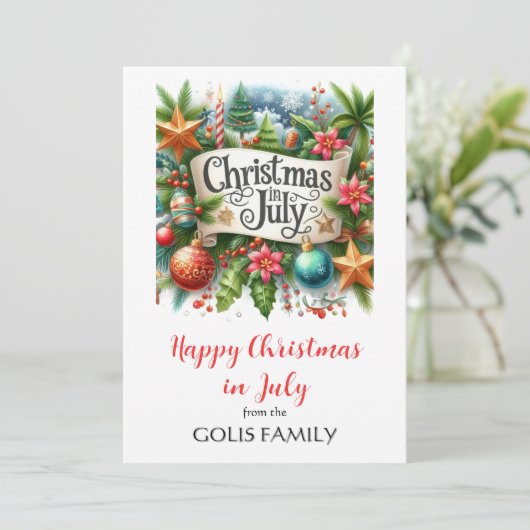 7月のクリスマスホリデーリースカード シーズンカード (スタンド正面)