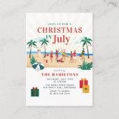 7月のクリスマスモダン家族の夏のパーティー 名刺 (正面)