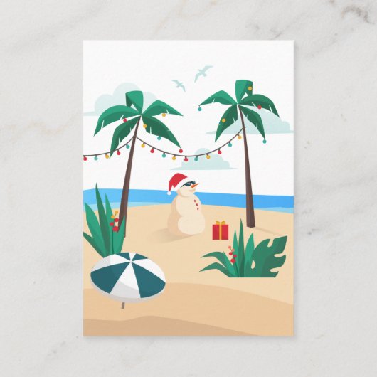 7月のクリスマスモダン家族の夏のパーティー 名刺 (裏面)