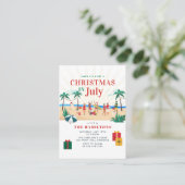 7月のクリスマスモダン家族の夏のパーティー 名刺 (スタンド正面)