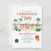 7月のクリスマスモダン家族の夏のパーティー 招待状 (正面)