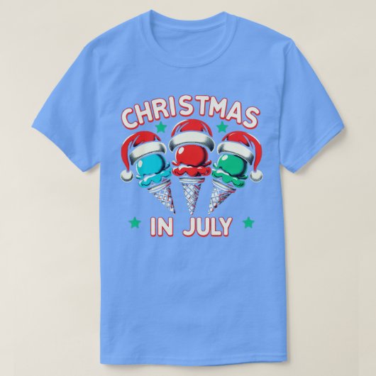 7月のクリスマスレトロ子供へアイサンタおもしろい Tシャツ (デザイン正面)