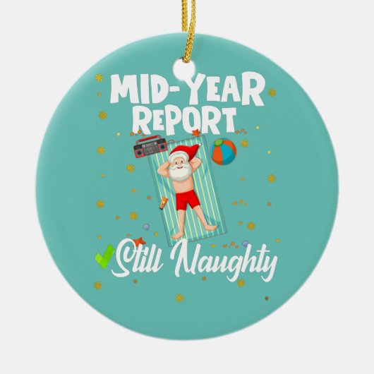 7月のクリスマス中間報告はまだいけな セラミックオーナメント (正面)