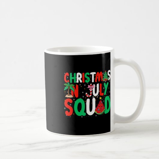 7月のクリスマス分隊おもしろい夏のクリスマス男性が来る コーヒーマグカップ (右)