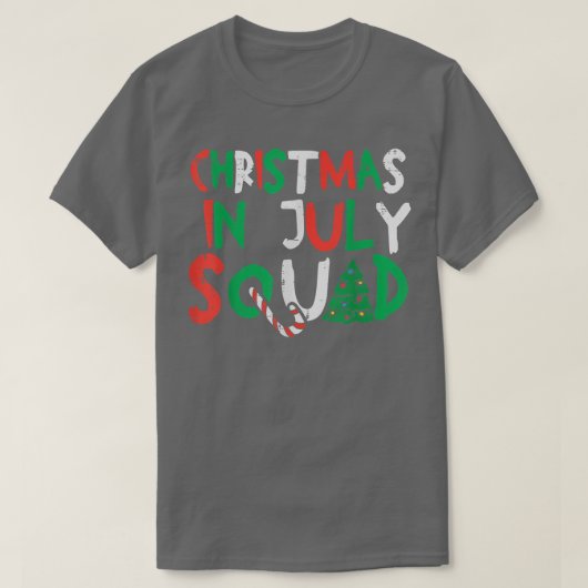 7月のクリスマス分隊おもしろい夏のクリスマス男性が来る Tシャツ (デザイン正面)