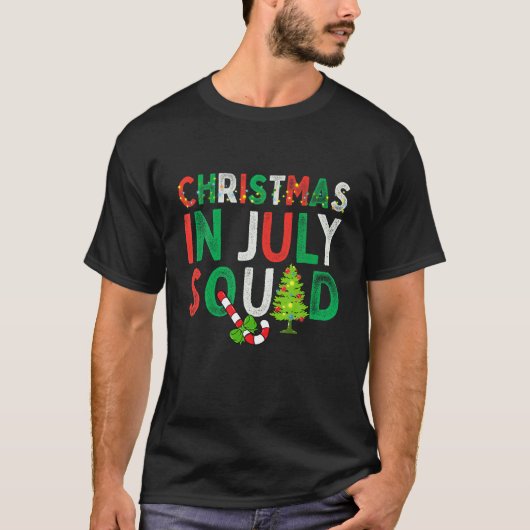 7月のクリスマス分隊のおもしろいクリスマス男性の女性子供 Tシャツ (正面)