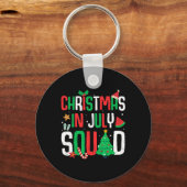 7月のクリスマス分隊サマーおもしろいビーチ休暇 キーホルダー (正面)