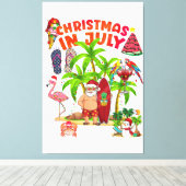 7月のクリスマス分隊サンタと友人のクリスマス少年 キャンバスプリント (インサイチュ (ウッドフロア))