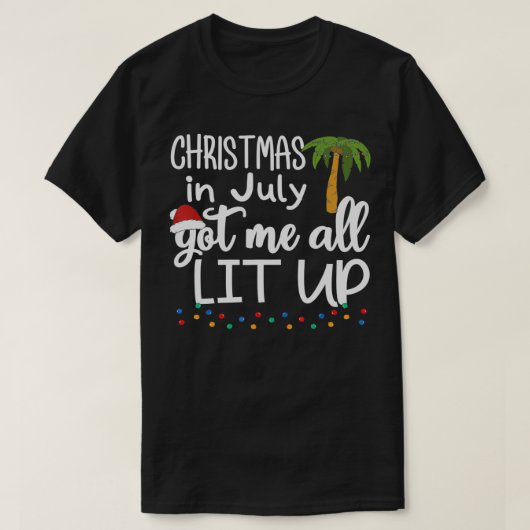 7月のクリスマス夏のクリスマスデコレーションメンズ Tシャツ (デザイン正面)