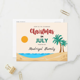 7月のクリスマス夏のパーティの招待状はがき インビテーションポストカード