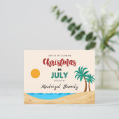 7月のクリスマス夏のパーティの招待状はがき インビテーションポストカード (スタンド正面)