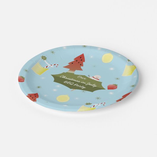 7月のクリスマス夏のBBQパーティー紙プレート ペーパープレート (アングル)