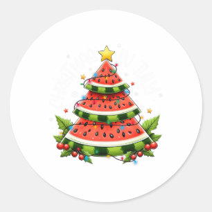 7月のクリスマス女性男性キッズスイカクリスマスT ラウンドシール