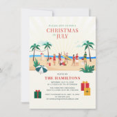 7月のクリスマス家族ビーチトリップ 招待状 (正面)