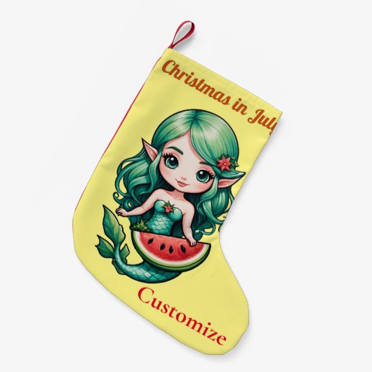 7月のクリスマス小妖精や小人Mermaid Thunder_Cove スモールクリスマスストッキング (正面 (吊り時))