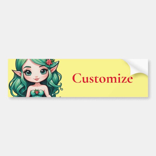 7月のクリスマス小妖精や小人Mermaid Thunder_Cove バンパーステッカー (正面)