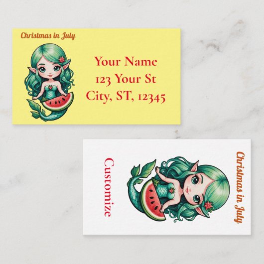7月のクリスマス小妖精や小人Mermaid Thunder_Cove 名刺 (正面/裏面)