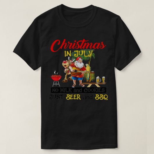 7月のクリスマス牛乳とクッキーはビールAn Tシャツ (デザイン正面)