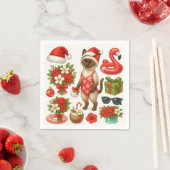 7月のクリスマス猫好きプールパーティー スタンダードカクテルナプキン (インサイチュ)