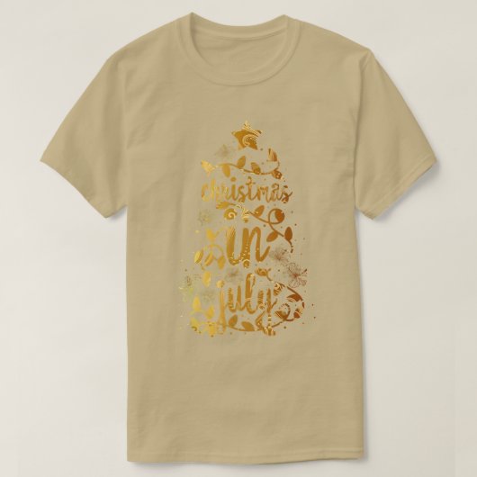 7月のクリスマス絞り染めカラフルクリスマスツリーライト Tシャツ (デザイン正面)