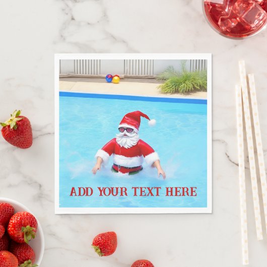 7月のクリスマス誕生日またはサマープールパーティー スタンダードランチョンナプキン (インサイチュ)