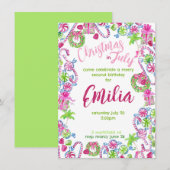 7月のクリスマス誕生日パーティー招待状 招待状 (正面/裏面)