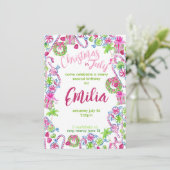 7月のクリスマス誕生日パーティー招待状 招待状 (スタンド正面)