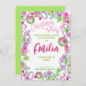 7月のクリスマス誕生日招待状 招待状 (正面/裏面)