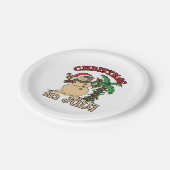 7月のクリスマス雪だるまサンドビーチ ペーパープレート (アングル)